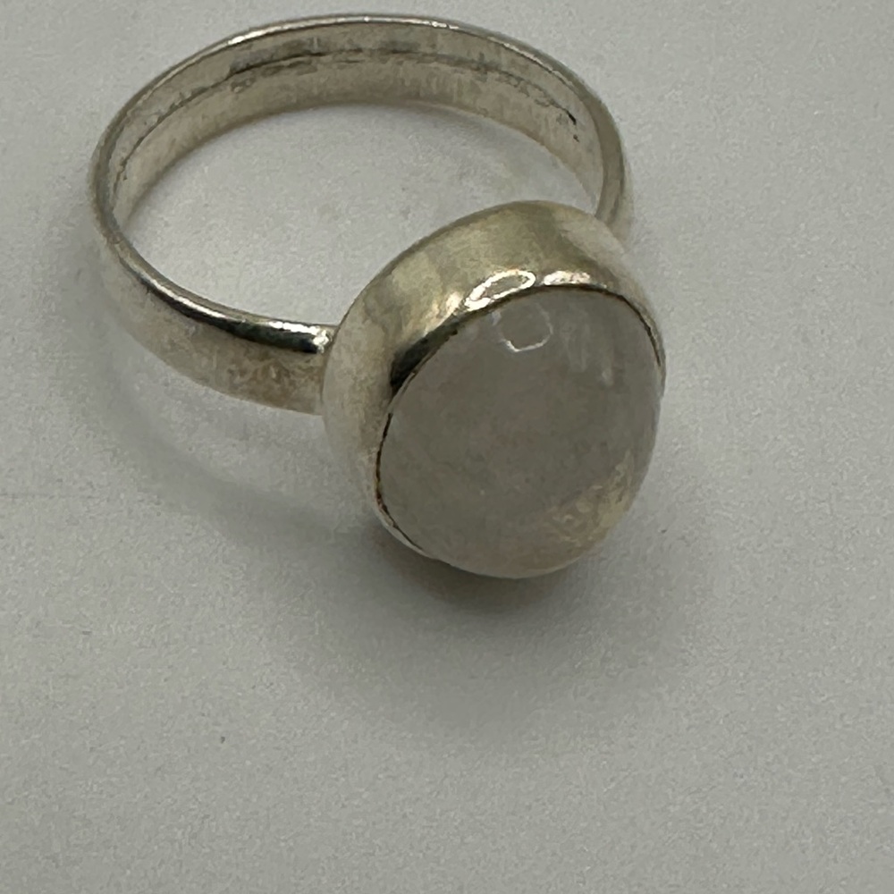 Rainbow Moonstone Translucent Stone Silver Ring - image 4